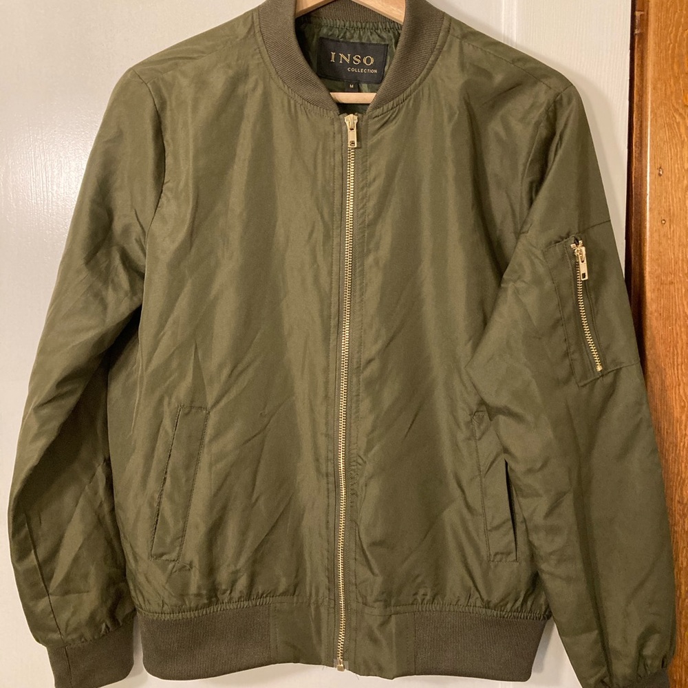 Lightweight army green bomber jacket